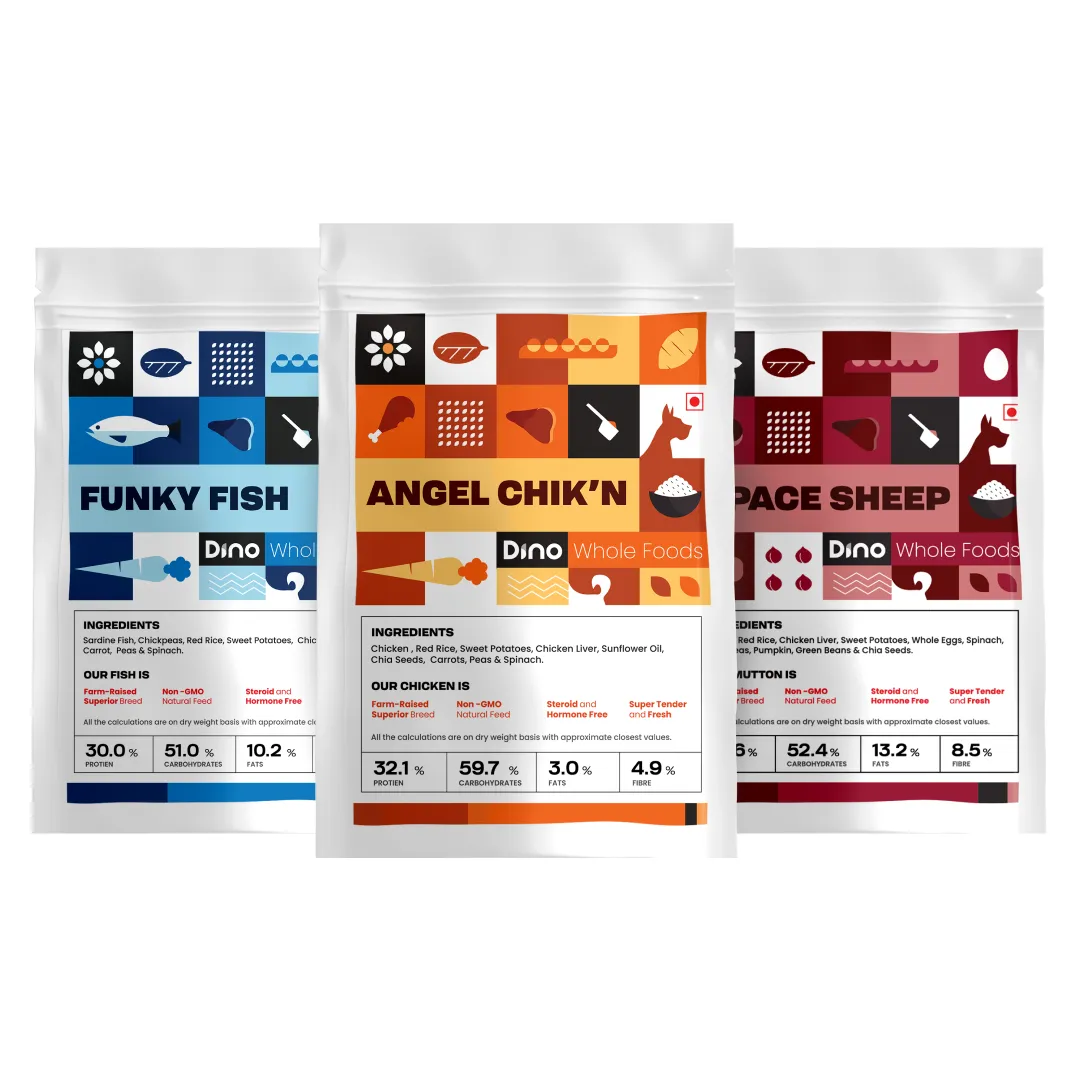 Fish Dog Food with Chicken & Mutton packs